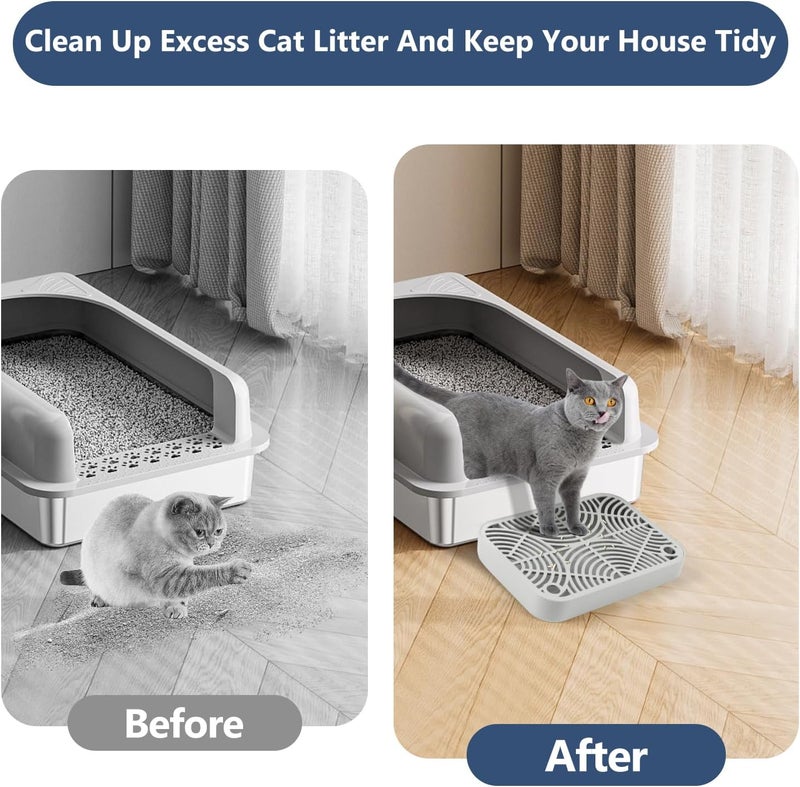 Lanstics Litter Box Step, Litter Box Ramp for Cats Grey Litter Catcher Cat Ramp with Filter Function Cat Steps for Litter Boxes Anti-Tracking & Easy to Clean (Light Grey) - Image 5